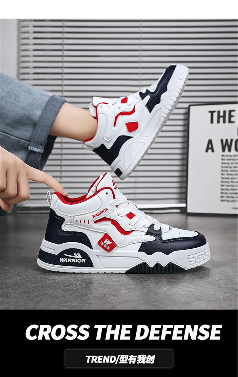 Novo Tênis quatro estações masculino, confortável, tênis de plataforma, vulcanizados branco.