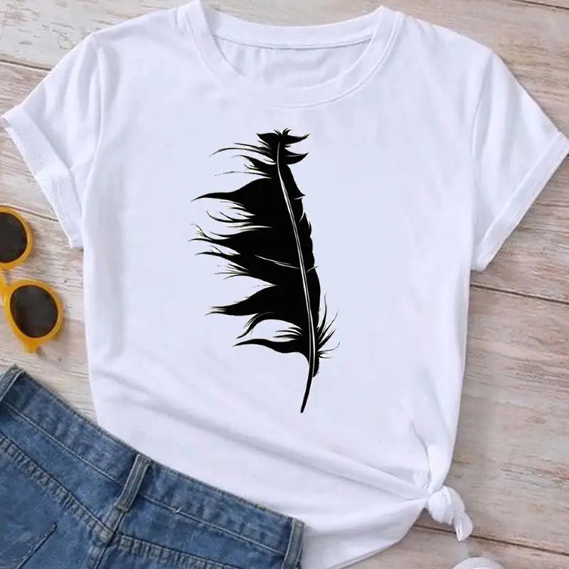 Fashion Clothes Summer Spring Flower 90s Tee Ladies Cartoon Clothing Short Sleeve Graphic T Shirt Women T-shirt Female Top