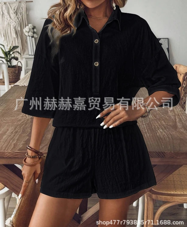 Women's Cotton and Linen Single Breasted Cardigan & Shorts Two-Piece Set 2024 Summer New Fashion Women Casual Shorts Outfits