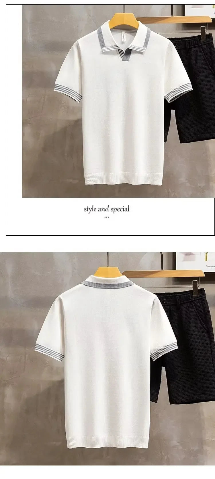 Camisa polo masculina Vintage: confortável, estilo verão, malha, com lapela de manga curta