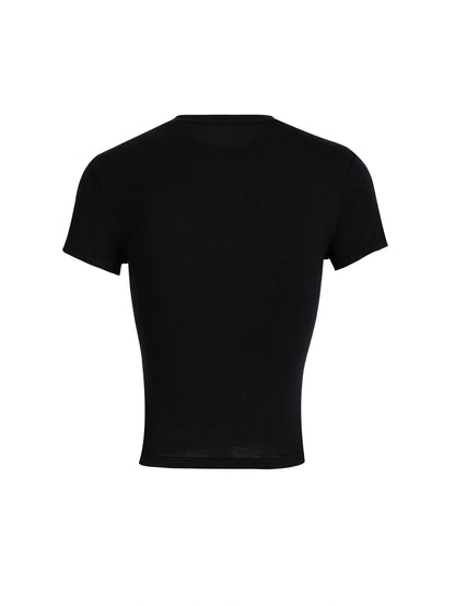 2024 Women's Clothing Y2K Style Solid Color Slim Fit Short-sleeved T-shirt