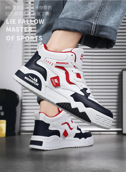 Novo Tênis quatro estações masculino, confortável, tênis de plataforma, vulcanizados branco.