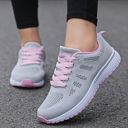 Tênis feminino moda casual: tênis com rendas, respiráveis.
