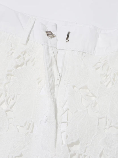 TWOTWINSTYLE Solid Minimalist Two Piece Set For Women Lapel Short Sleeve Top High Waist Shorts Temperament Sets Female Fashion