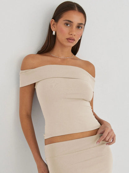 Women's Summer New Strapless Sexy T-shirt One Shoulder Spicy Girl Pure Desire Style Top for Women