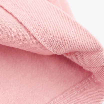Conjuntos femininos em jeans: camisa gola com manga curta e bolso decoração +  shorts cintura média assimétrico