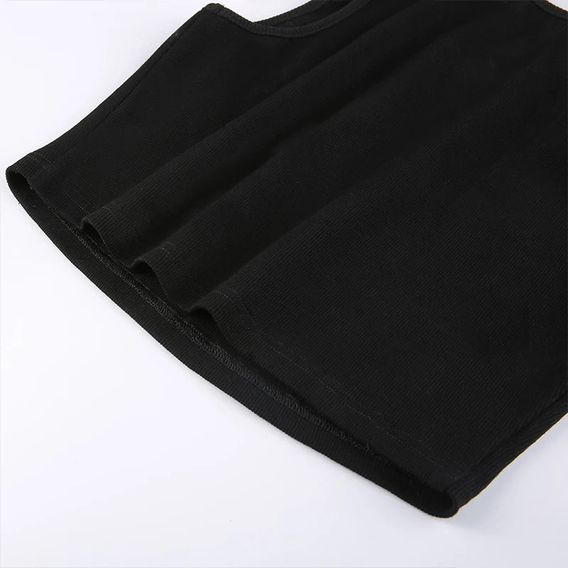 Y2K Women Backless Hollow Out T Shirt Sexy Bandage Crop Tops O-neck Tshirt Black Streetwear Short Sleeve Slim Bodycon T-shirt