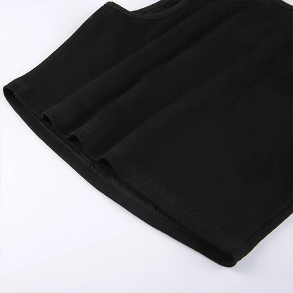 Y2K Women Backless Hollow Out T Shirt Sexy Bandage Crop Tops O-neck Tshirt Black Streetwear Short Sleeve Slim Bodycon T-shirt
