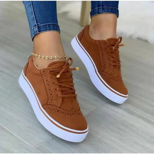 tênis femininos casual: sola plana, moda versátil com rendas
