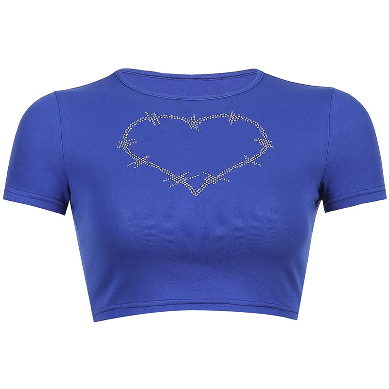 Y2K Women Backless Hollow Out T Shirt Sexy Bandage Crop Tops O-neck Tshirt Black Streetwear Short Sleeve Slim Bodycon T-shirt