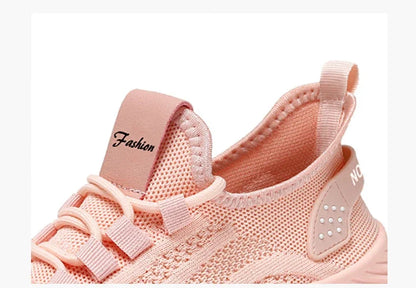 Tênis casual com designer feminino: esportivos, moda renda, de malha respirável.