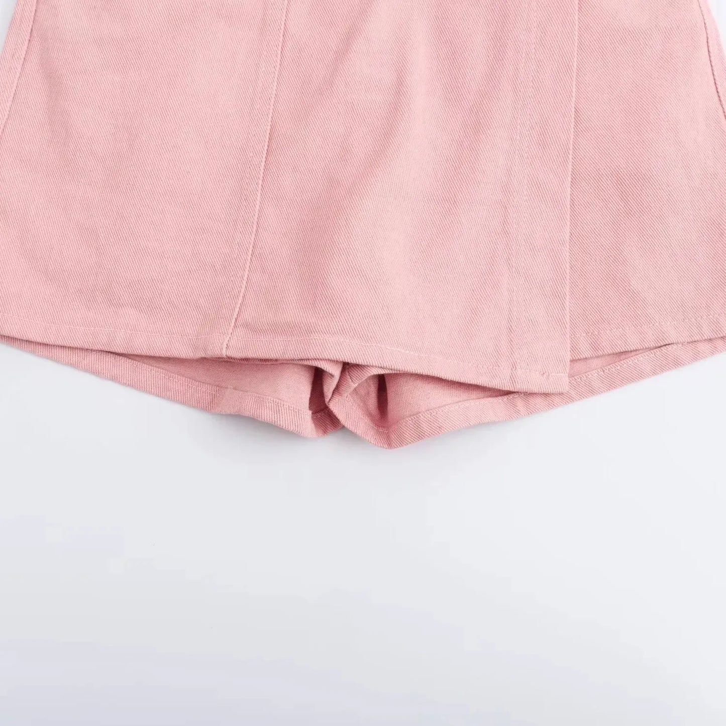 Conjuntos femininos em jeans: camisa gola com manga curta e bolso decoração +  shorts cintura média assimétrico