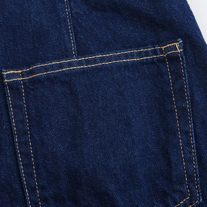 Conjunto feminina em jeans: camisa colarinho degotado com manga curta e bolso decoração + shorts cintura média assimétricos