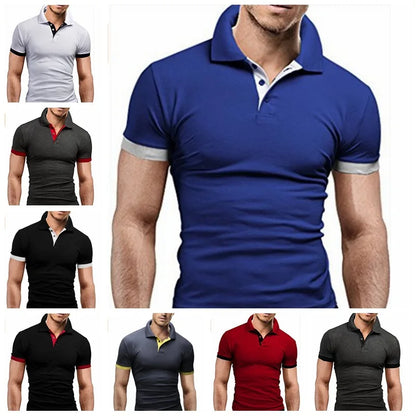 Camisa polo masculina, casual, respirável, manga curta