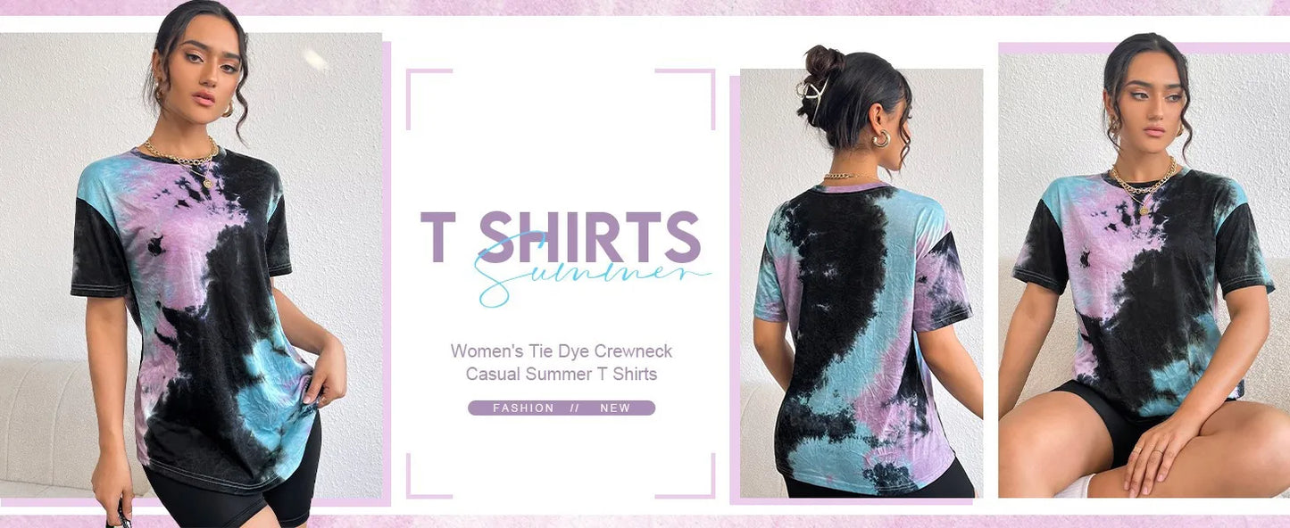 2024 Fashion Women's Stripe Print T-shirt Top Simple Casual Female Short Sleeve Clothing New Loose Colorful O-Neck T-Shirts