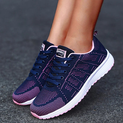 Tênis feminino moda casual: tênis com rendas, respiráveis.