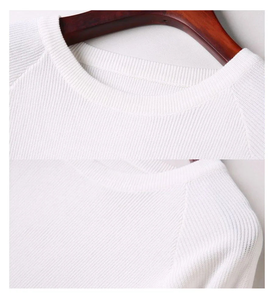 Oversize Knit Women Three Quarter T-Shirt Top Summer Causal Elegant Short Sleeve Camisetas Korean Fashion Loose Knitwear Tee New