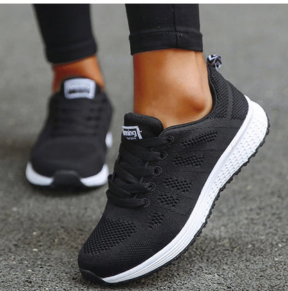 Tênis feminino moda casual: tênis com rendas, respiráveis.